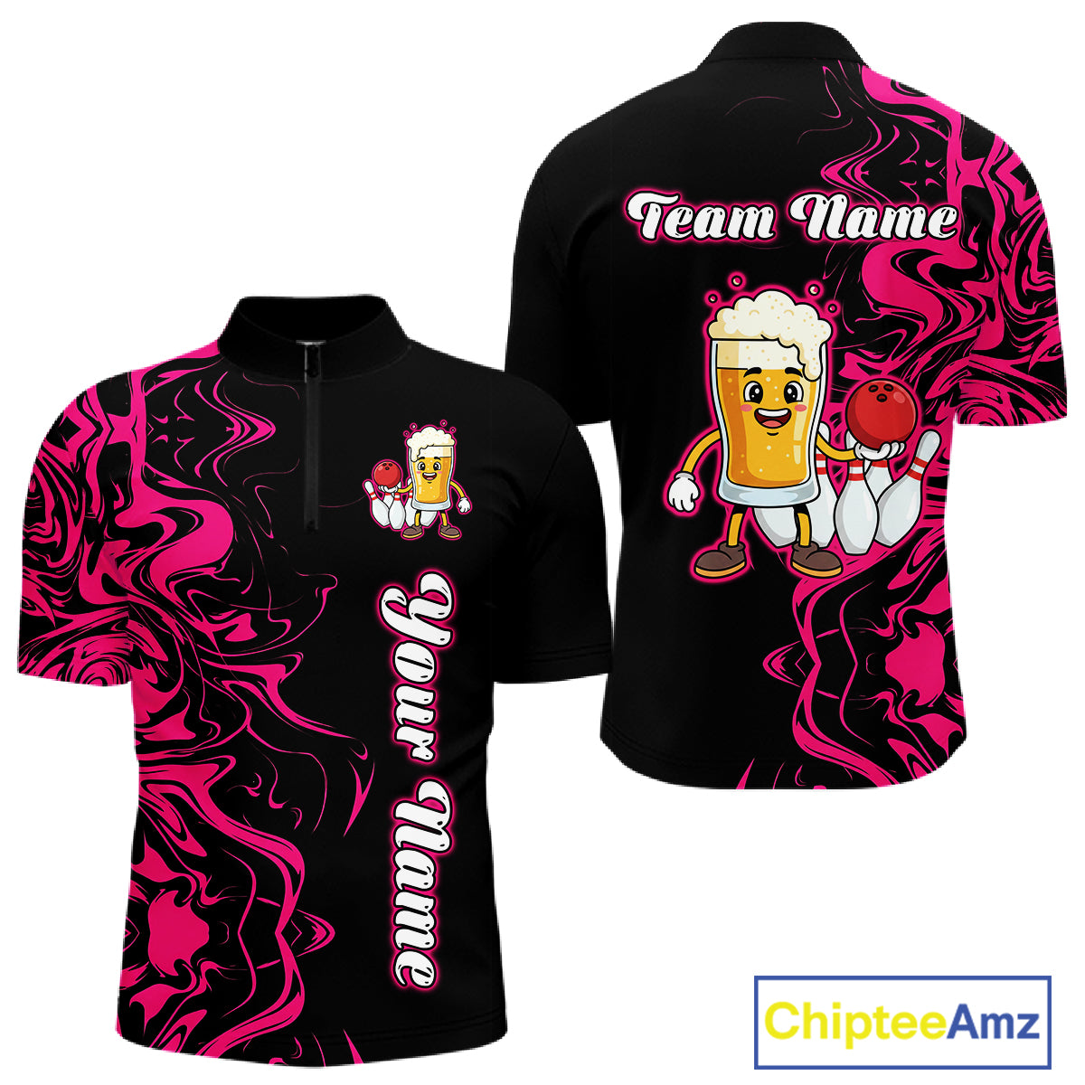 Funny Beer Bowling Shirts Team Women Men Custom Pink Bowling Jersey for Bowler MBL250
