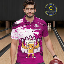 Load image into Gallery viewer, Pink Funny Beer Bowling Shirts for Women Men Team Bowling Polo&amp;1/4 Zip Bowl League MBL253