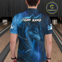 Load image into Gallery viewer, Blue Wolf Bowling Shirts for Team Men Women Custom Wolf Bowling Jerseys for Couples MBL199
