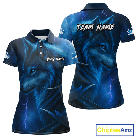 Blue Wolf Bowling Shirts for Team Men Women Custom Wolf Bowling Jerseys for Couples MBL199