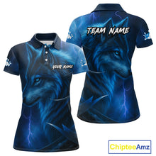 Load image into Gallery viewer, Blue Wolf Bowling Shirts for Team Men Women Custom Wolf Bowling Jerseys for Couples MBL199