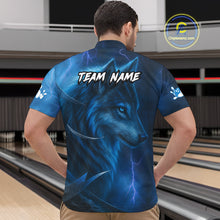 Load image into Gallery viewer, Blue Wolf Bowling Shirts for Team Men Women Custom Wolf Bowling Jerseys for Couples MBL199