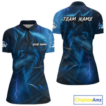 Load image into Gallery viewer, Blue Wolf Bowling Shirts for Team Men Women Custom Wolf Bowling Jerseys for Couples MBL199