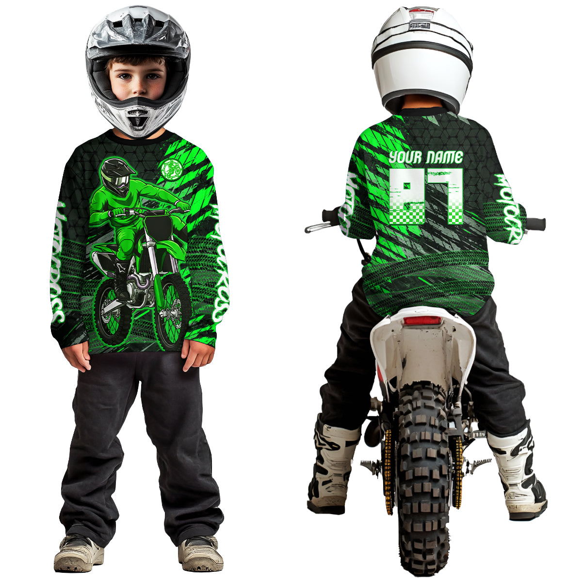 Green Motocross Racing Jersey Kids Women Men Custom Dirt Bike Shirts Motorcycle Shirt XM494