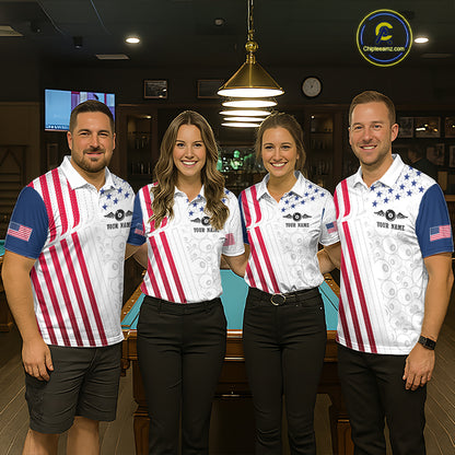 Custom American Flag 8 Ball Billiard Shirts for Men Billiard Team Jerseys Billiard League NNT273