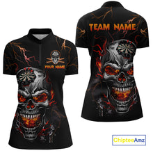 Load image into Gallery viewer, Custom Thunder Skull Darts Board Dart Shirts for Women Darts Team Jerseys Polo &amp; 1/4 Zip NNT134