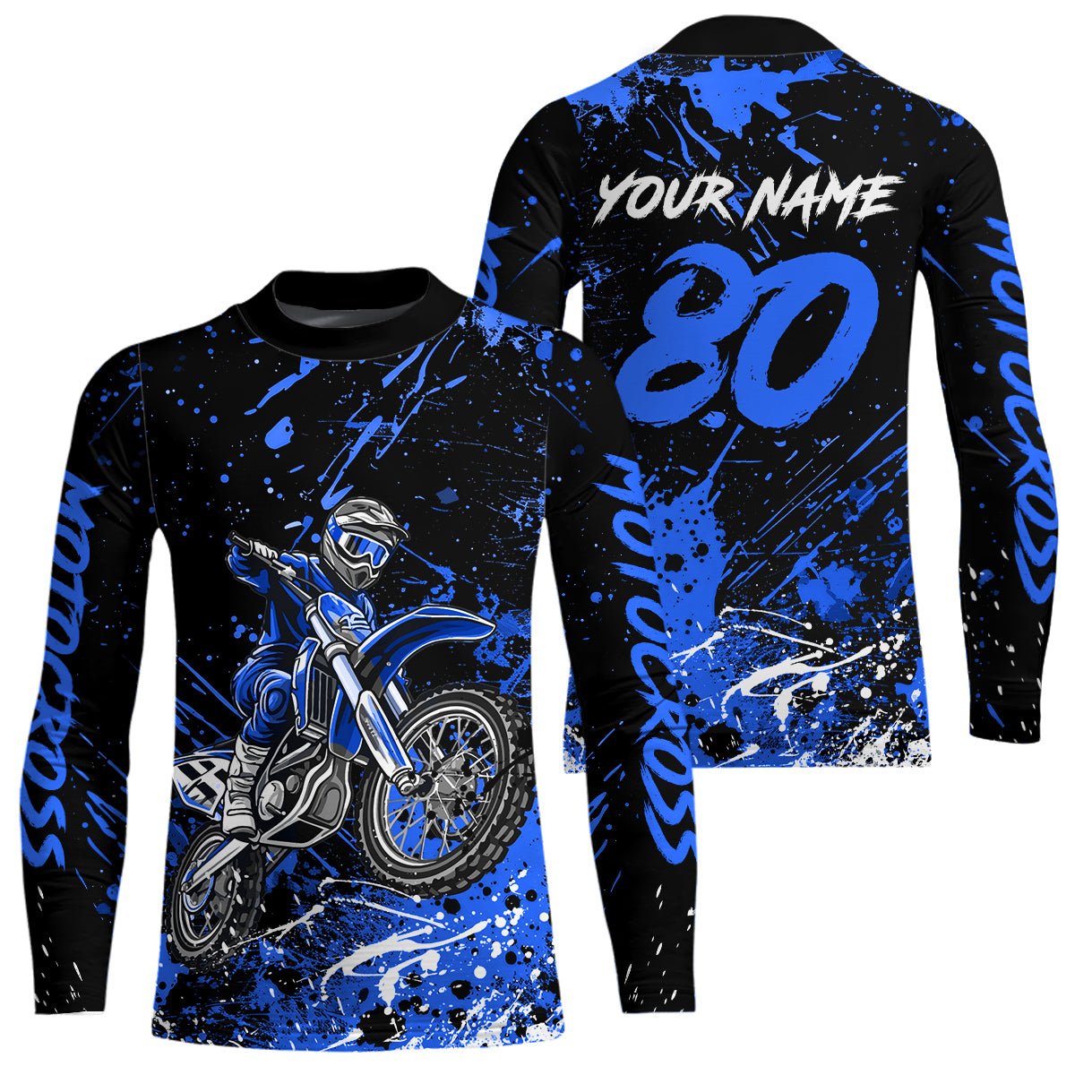 Personalized Blue Youth Motocross Shirts Off-Road Dirt Bike Jersey Kid Men Women UPF30+ DNT17