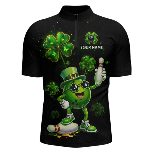 Funny St Patrick Day Bowling Bowling Jersey for Men Bowling Team Shirts Polo & 1/4 Zip HNT192