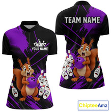 Load image into Gallery viewer, Custom Purple Squirrel Bowling Jersey for Women Bowling Team Shirts Bowling Polo &amp; 1/4 Zip HNT301