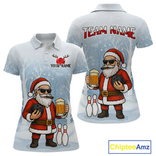 Load image into Gallery viewer, Funny Beer Santa Christmas Custom Bowling Jersey for Women Bowling Team Shirts Polo &amp; 1/4 Zip HNT141