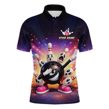 Load image into Gallery viewer, Custom Galaxy Funny Bowling Jersey for Men Bowling Tournament Polo &amp; 1/4 Zip Bowling Team Shirts HNT217