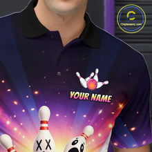Load image into Gallery viewer, Custom Galaxy Funny Bowling Jersey for Men Bowling Tournament Polo &amp; 1/4 Zip Bowling Team Shirts HNT217