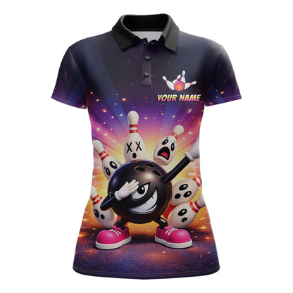Custom Galaxy Funny Bowling Jersey for Women Bowling Tournament Polo & 1/4 Zip Bowling Team Shirts HNT217