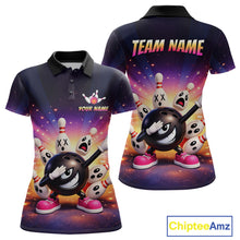 Load image into Gallery viewer, Custom Galaxy Funny Bowling Jersey for Women Bowling Tournament Polo &amp; 1/4 Zip Bowling Team Shirts HNT217