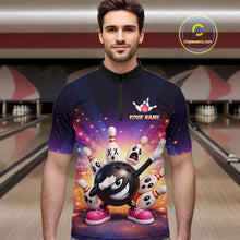 Load image into Gallery viewer, Custom Galaxy Funny Bowling Jersey for Men Bowling Tournament Polo &amp; 1/4 Zip Bowling Team Shirts HNT217