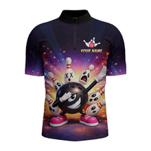Load image into Gallery viewer, Custom Galaxy Funny Bowling Jersey for Men Bowling Tournament Polo &amp; 1/4 Zip Bowling Team Shirts HNT217