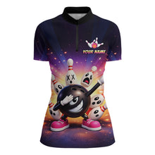 Load image into Gallery viewer, Custom Galaxy Funny Bowling Jersey for Women Bowling Tournament Polo &amp; 1/4 Zip Bowling Team Shirts HNT217
