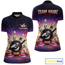 Load image into Gallery viewer, Custom Galaxy Funny Bowling Jersey for Women Bowling Tournament Polo &amp; 1/4 Zip Bowling Team Shirts HNT217