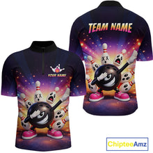 Load image into Gallery viewer, Custom Galaxy Funny Bowling Jersey for Men Bowling Tournament Polo &amp; 1/4 Zip Bowling Team Shirts HNT217