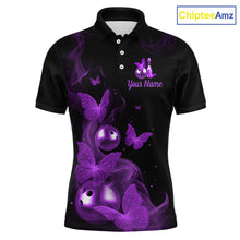 Load image into Gallery viewer, Custom Purple Butterfly Galaxy Bowling Jersey for Men Bowling Team Shirts Bowling League HNT310