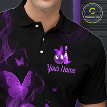 Load image into Gallery viewer, Custom Purple Butterfly Galaxy Bowling Jersey for Men Bowling Team Shirts Bowling League HNT310