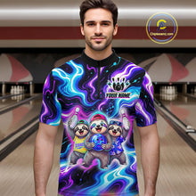 Load image into Gallery viewer, Custom Funny Sloth Bowling Jersey for Men Purple Blue Neon Bowling Team Shirts Bowling League HNT307