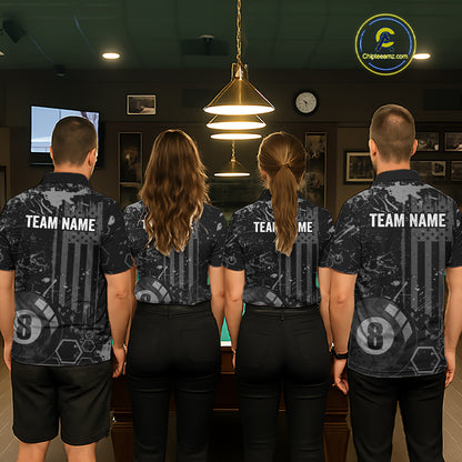 Custom American Flag 8 Ball Billiard Shirts for Women Billiard Team Jerseys Billiard League Polo & 1/4 Zip NNT286
