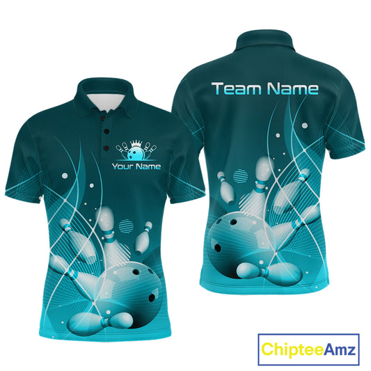 Custom Turquoise Bowling Jersey for Men Bowling Uniform  Bowling Team Shirts Polo & 1/4 Zip HNT168