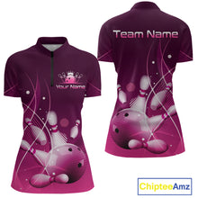 Load image into Gallery viewer, Custom Pink Bowling Jersey for Women Bowling Uniform Bowling Team Shirts Polo &amp; 1/4 Zip HNT168
