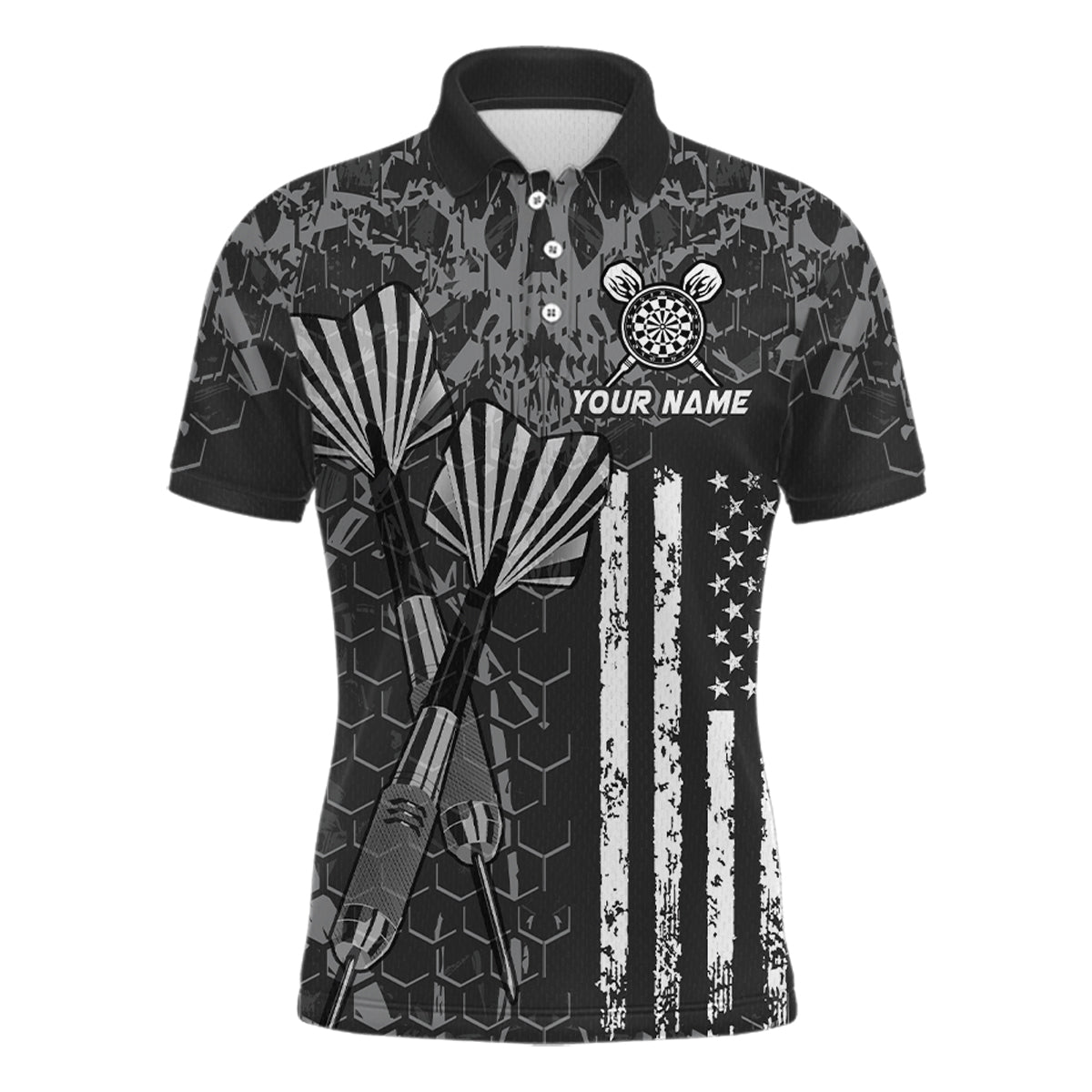 Custom US Flag Darts Shirt for Men Darts Team Jerseys Dart Tournament Polo & 1/4 Zip NNT113