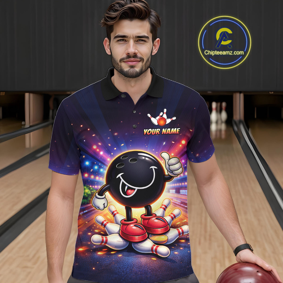 Custom Funny Bowling Jersey for Men Bowling Tournament Polo & 1/4 Zip Bowling Team Shirts HNT221