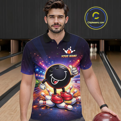 Custom Funny Bowling Jersey for Men Bowling Tournament Polo & 1/4 Zip Bowling Team Shirts HNT221