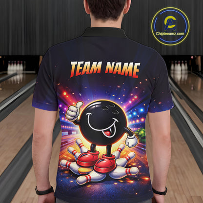 Custom Funny Bowling Jersey for Men Bowling Tournament Polo & 1/4 Zip Bowling Team Shirts HNT221