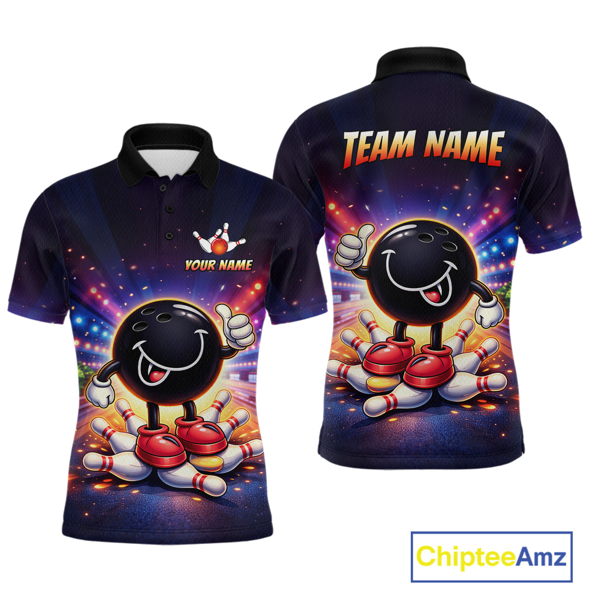 Custom Funny Bowling Jersey for Men Bowling Tournament Polo & 1/4 Zip Bowling Team Shirts HNT221