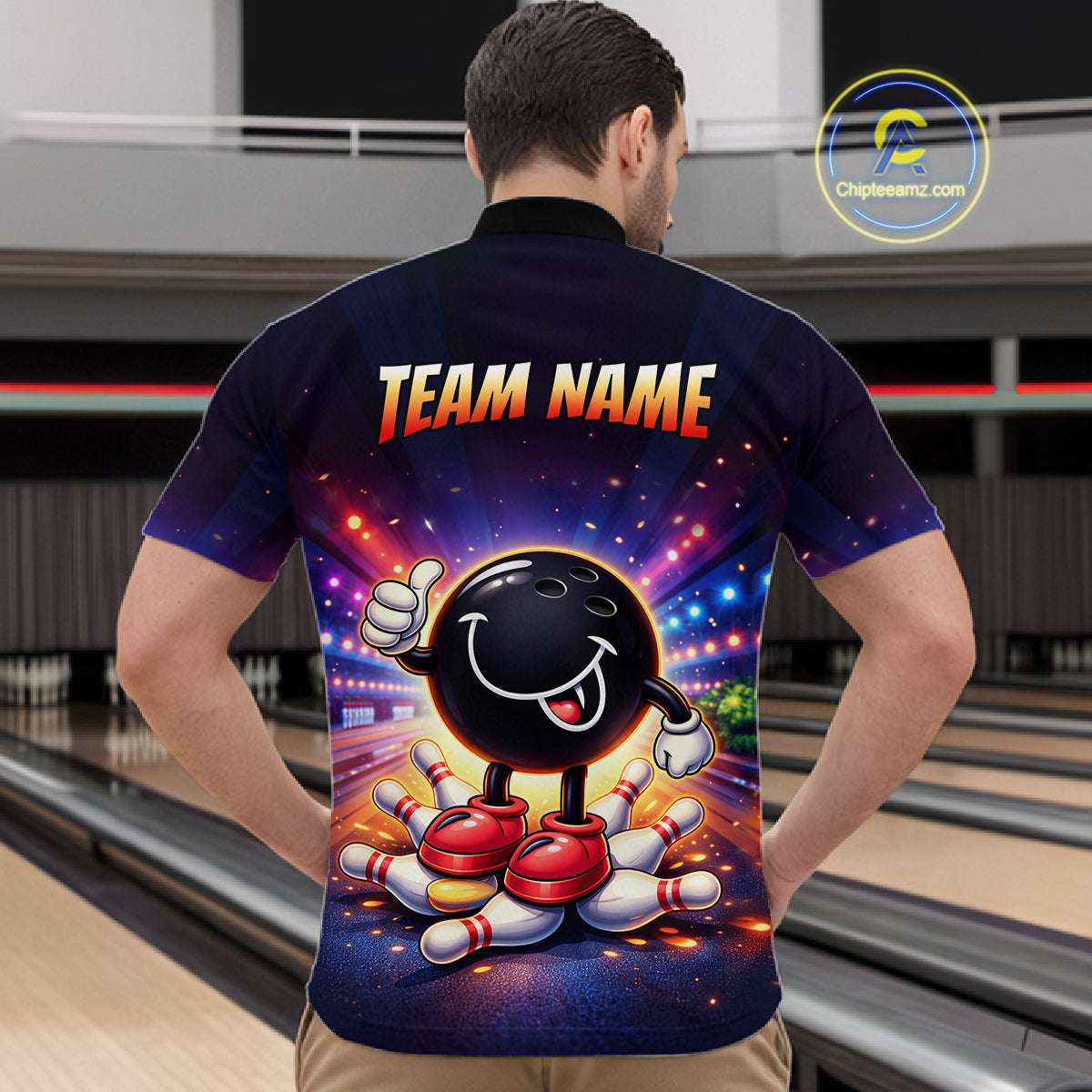 Custom Funny Bowling Jersey for Men Bowling Tournament Polo & 1/4 Zip Bowling Team Shirts HNT221