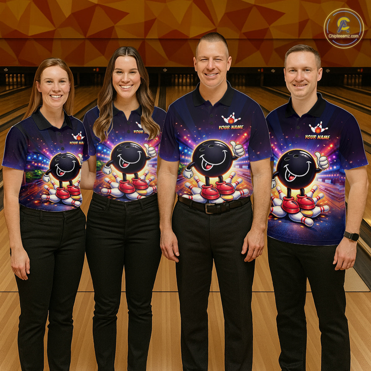 Custom Funny Bowling Jersey for Men Bowling Tournament Polo & 1/4 Zip Bowling Team Shirts HNT221