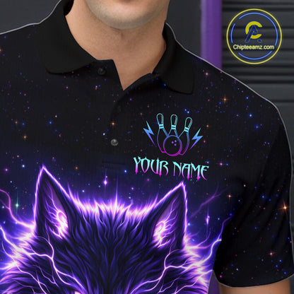 Custom Galaxy Wolf Bowling Jersey for Men Bowling Tournament Polo & 1/4 Zip Bowling Team Shirts HNT220