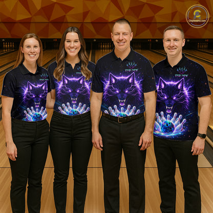 Custom Galaxy Wolf Bowling Jersey for Men Bowling Tournament Polo & 1/4 Zip Bowling Team Shirts HNT220
