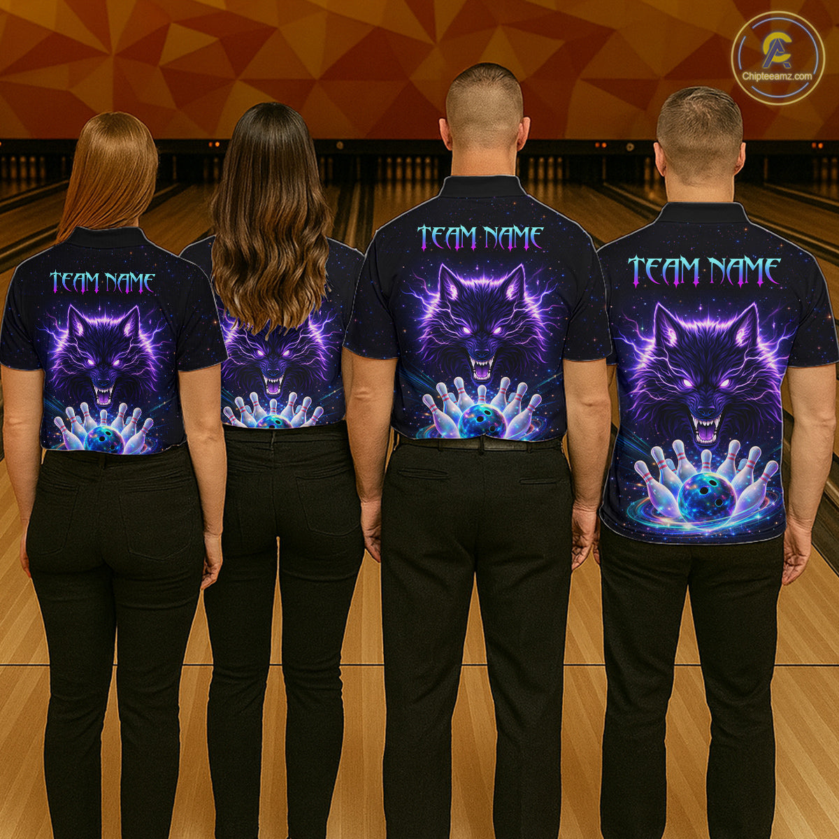 Custom Galaxy Wolf Bowling Jersey for Men Bowling Tournament Polo & 1/4 Zip Bowling Team Shirts HNT220