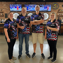 Load image into Gallery viewer, Custom US Flag Aim Shoot Swear Repeat Darts Shirt for Men Darts Team Jerseys Polo &amp; 1/4 Zip NNT114