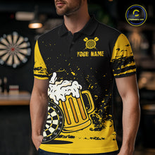 Load image into Gallery viewer, Custom Funny Beer Dart Shirts for Men Darts Team Jerseys Dart League Polo &amp; 1/4 Zip NNT141