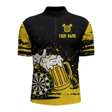 Load image into Gallery viewer, Custom Funny Beer Dart Shirts for Men Darts Team Jerseys Dart League Polo &amp; 1/4 Zip NNT141