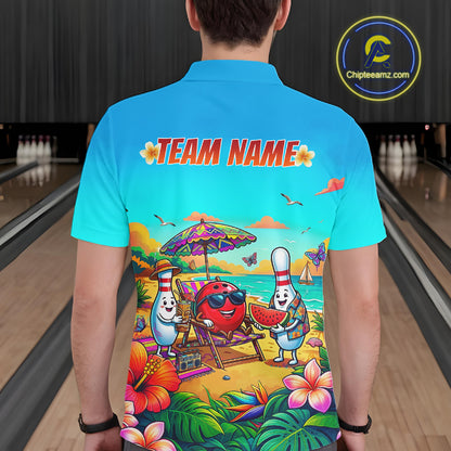 Custom Summer Bowling Jersey for Men Unisex Bowling Shirts for Team Polo & 1/4 Zip HNT243