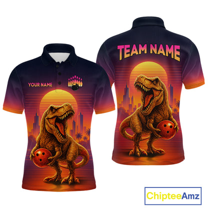 Custom Retro Dinosaur Bowling Jersey for Men Unisex Bowling Shirts for Team Polo & 1/4 Zip HNT242