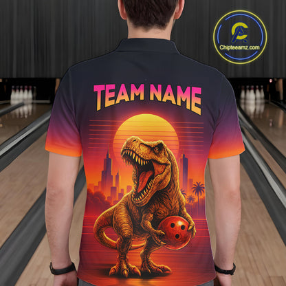 Custom Retro Dinosaur Bowling Jersey for Men Unisex Bowling Shirts for Team Polo & 1/4 Zip HNT242