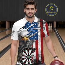 Load image into Gallery viewer, Custom American Flag Eagle Dart Shirts for Men Darts Team Jerseys Polo &amp; 1/4 Zip NNT138