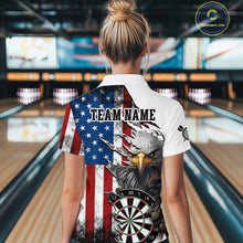 Load image into Gallery viewer, Custom American Flag Eagle Dart Shirts for Women Darts Team Jerseys Polo &amp; 1/4 Zip NNT138