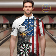 Load image into Gallery viewer, Custom American Flag Eagle Dart Shirts for Men Darts Team Jerseys Polo &amp; 1/4 Zip NNT138