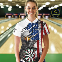 Load image into Gallery viewer, Custom American Flag Eagle Dart Shirts for Women Darts Team Jerseys Polo &amp; 1/4 Zip NNT138