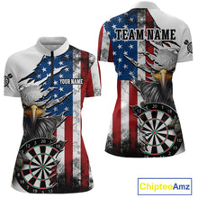 Load image into Gallery viewer, Custom American Flag Eagle Dart Shirts for Women Darts Team Jerseys Polo &amp; 1/4 Zip NNT138